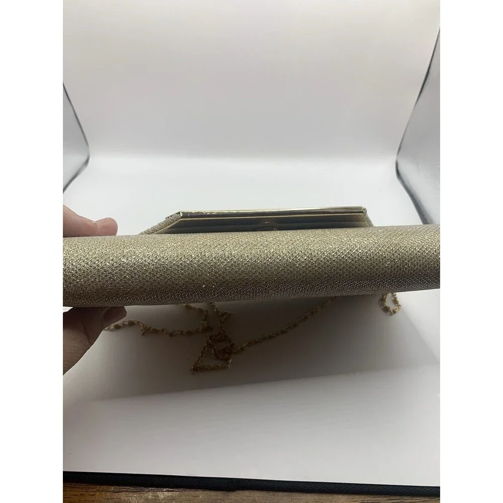 GOLD  Womens Glitter Evening Clutch Bag Wedding Purses Cocktail Party Prom